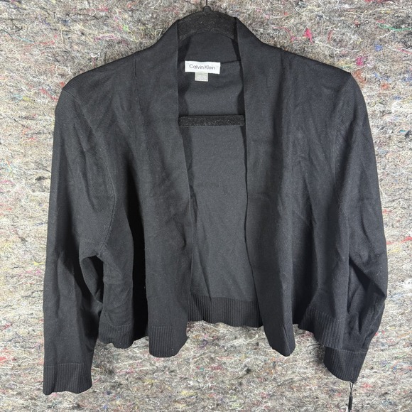 Calvin Klein Cardigan Sweater Womens XL Black Open Front‎ Lightweight New NWT - Picture 1 of 11